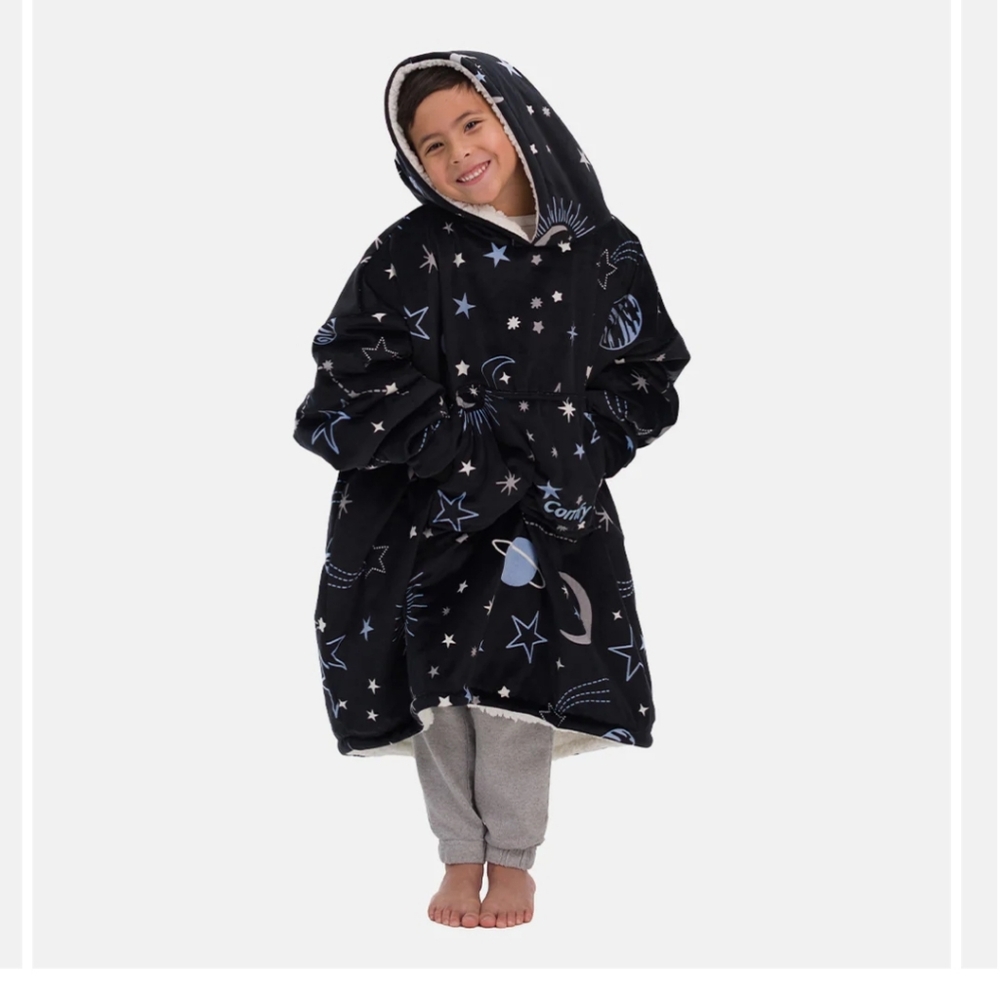 Comfy USA Kids Black and Blue Hoodie - Picture 4 of 5